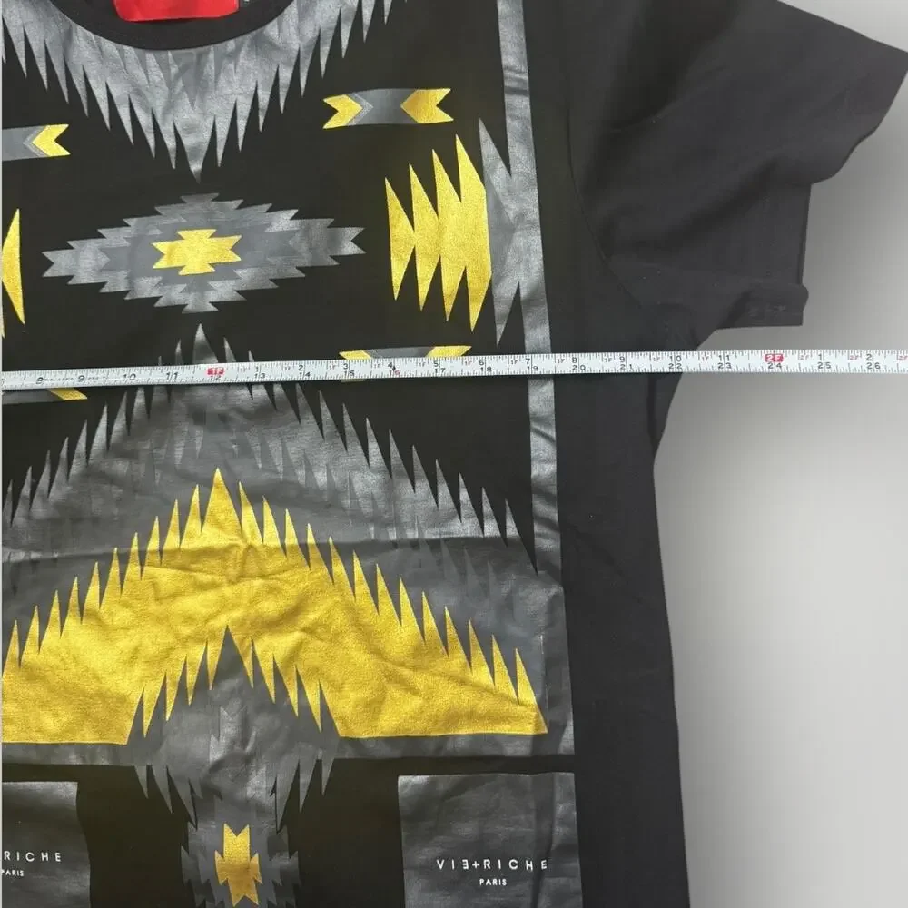 Vie+Riche Paris Graphic T-Shirt Size L Black Gold Silver Print - Picture 4 of 8